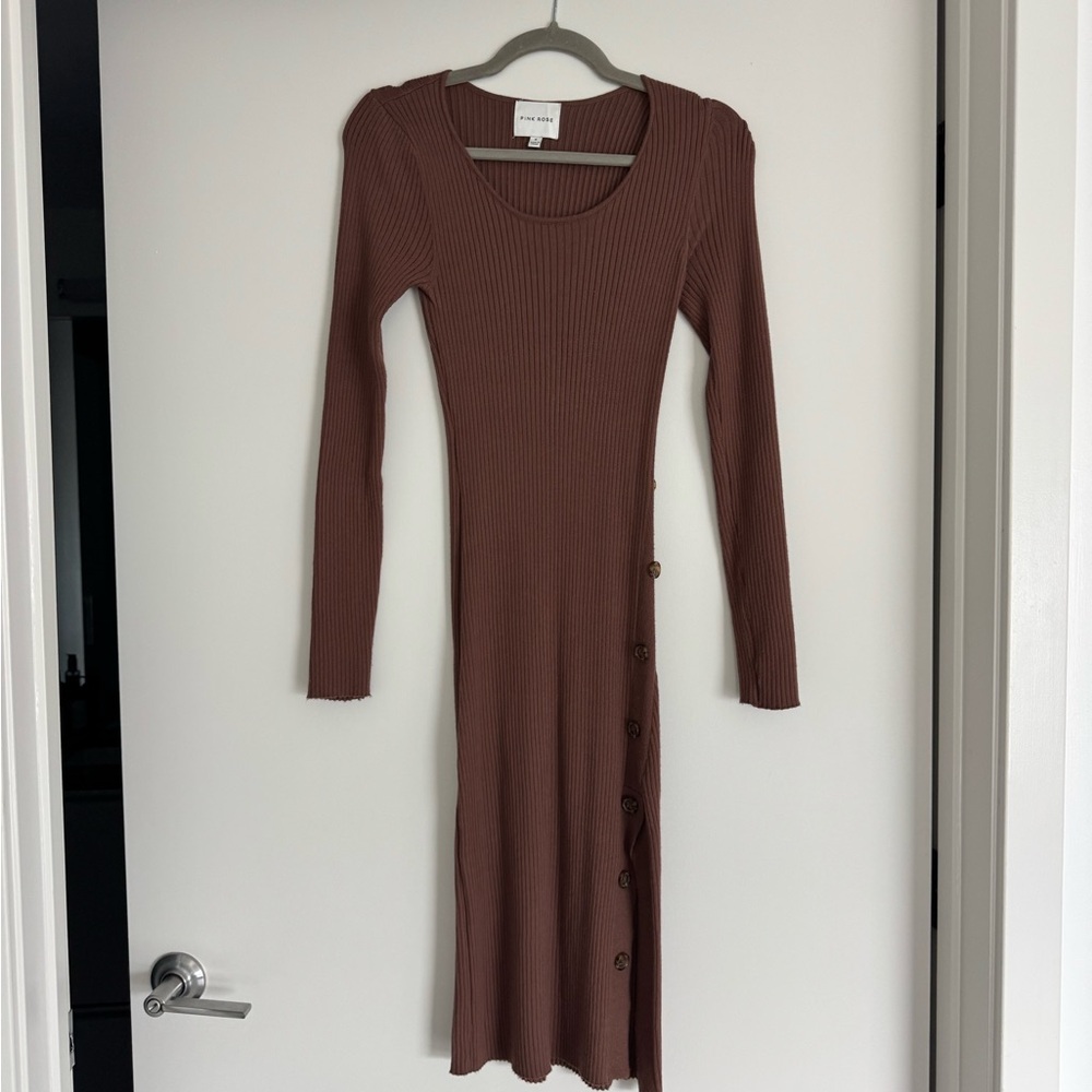 Brown Long Sleeve Dress